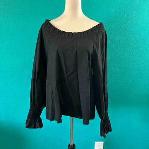 Doen Black Ruffled Blouse